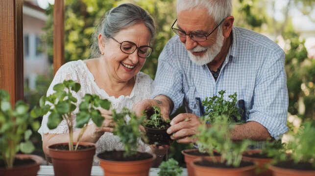Joyful Seniors Gardening Together