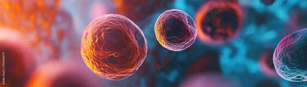 Poster colorful abstract representation of cells illustrating the complexity of biological life at a micros
