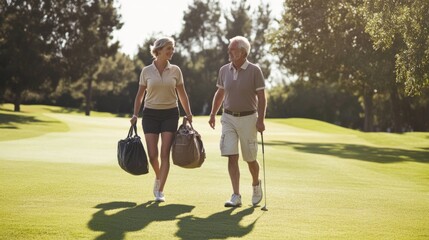 Fototapeta premium Couples Enjoying Golf Together