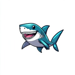 Fototapeta premium Shark fish pop art retro PNG illustration in comic book style.