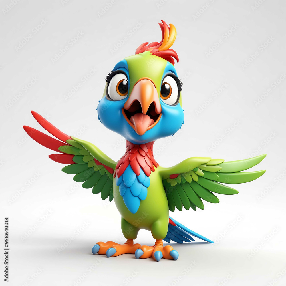 Canvas Prints parrot goofy funny cute cartoon 3d figurine on plain white background