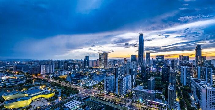 Downtown business buildings in modern city in Ningbo