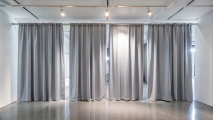 Gray Curtains Dividing a Modern Interior Space