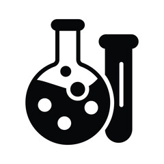 Flask with test tube, an amazing icon of experiment in modern style