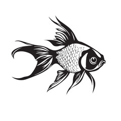 Goldfish in cartoon, doodle style . Image for t-shirt, web, mobile apps and ui. Isolated 2d vector illustration in logo, icon, sketch style, Eps 10, black and white. AI Generative