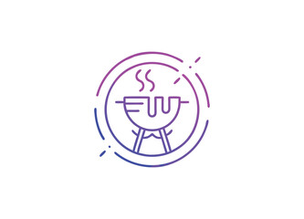 Barbecue neon logo vector with bbq logotype and fire concept