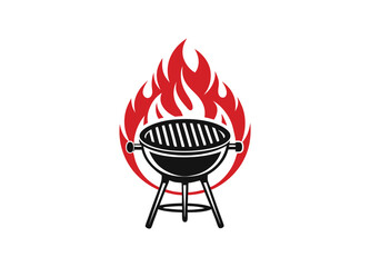Barbecue logo vector with bbq logotype and fire concept