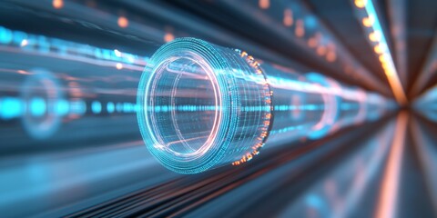 Fototapeta premium Abstract Digital Network Illustration, Data Flow and Blockchain Technology Integration, Highlighting Modern Connectivity and Security Concepts, graphic for Tech and Business Corporate, banner design, 