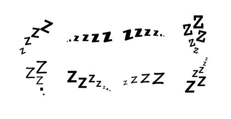 Zzz bed sleep snore icons snooze nap Z sound . Sleepy yawn or insomnia sleeper alarm clock Zzz line icons of goodnight deep sleep, bored or tired