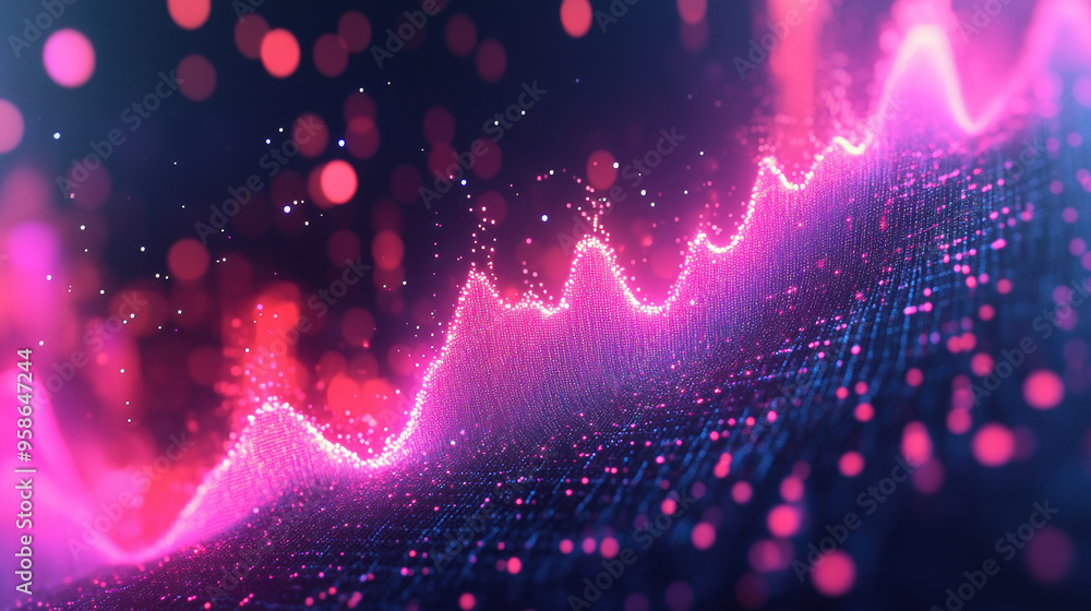 Poster a vibrant and dynamic abstract representation of data analytics and digital growth with glowing pink