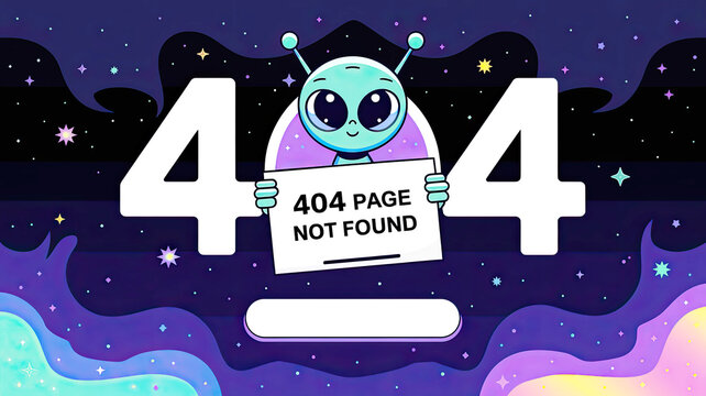 alien holding a sign with 404 page not found error message