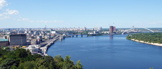 Fototapeta premium Podil district of Kyiv city view from above