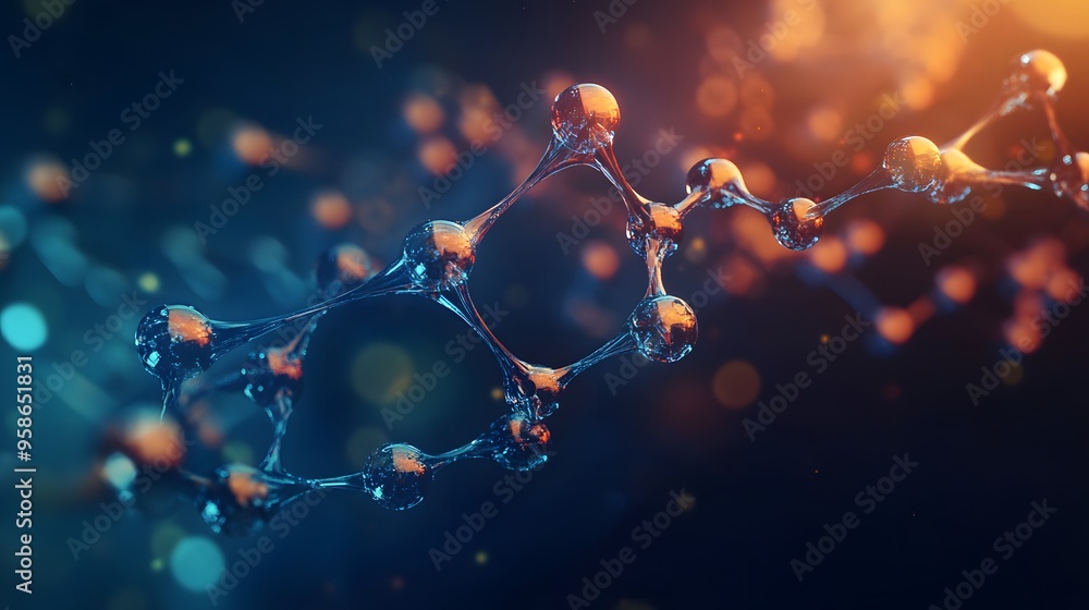 Poster 67. sci-fi inspired visualization of a nutrient molecule with dynamic, swirling atomic structures