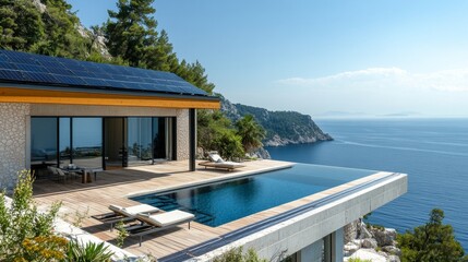 Fototapeta premium Luxury Villa with Infinity Pool and Ocean View
