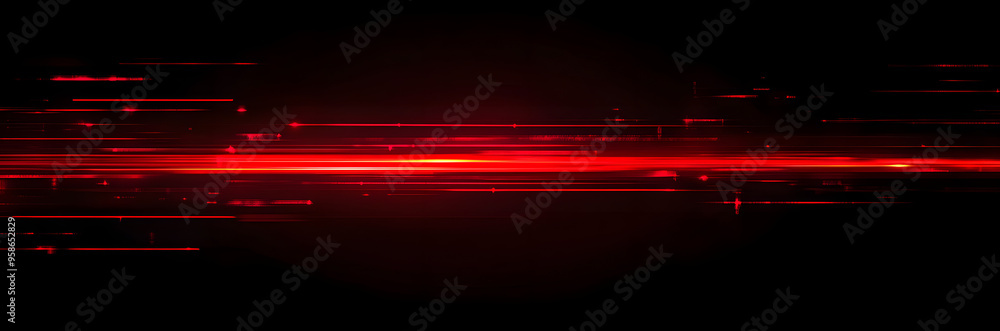 Aufkleber red speed light horizontal straight line on black background. realistic vector illustration of abstr