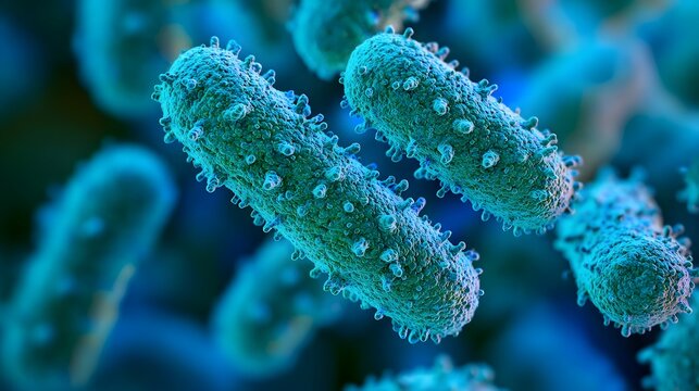 A highly detailed and realistic close-up of this bacteria: **Legionella pneumophila** - Causes Legionnaires' disease, a severe form of pneumonia.