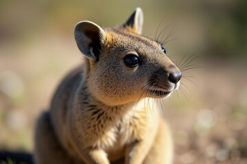 Obraz premium Close-up Portrait of a Curious Rock quokka. Wild Life.