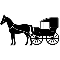 Horse and buggy black vector design on a white background