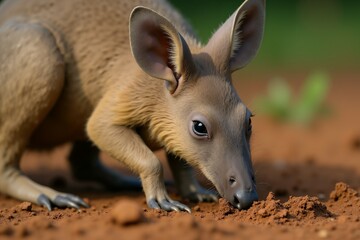 Fototapeta premium Close-up of a Aardvark digging in the dirt. Wild Life.