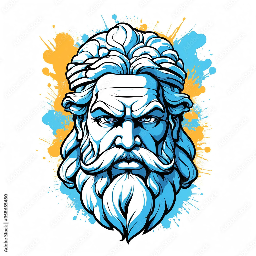 Canvas Prints zeus head graffiti street style logo on plain white background