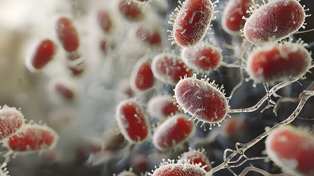 A highly detailed and realistic close-up of this bacteria: **Moraxella catarrhalis** - Can cause respiratory infections, especially in children and the elderly.