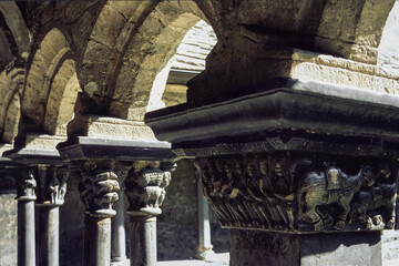 Cloister of medieval Sant Orso church in Aosta, italy