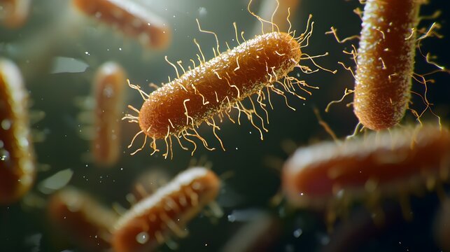 A highly detailed and realistic close-up of this bacteria: **Fusobacterium nucleatum** - Part of the normal oral flora; can cause periodontal disease and infections.