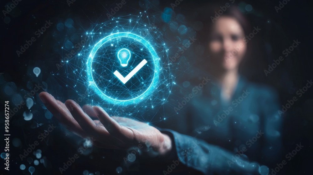 Poster concept of know your customer (kyc). businessman holding identity verification symbol for increase f