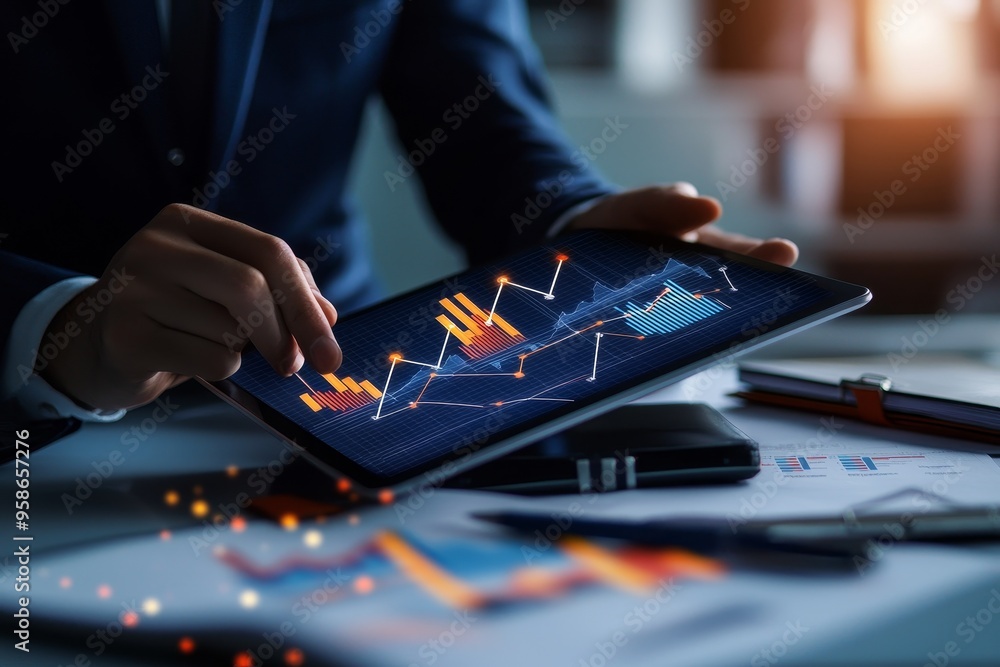 Aufkleber financial and investment business planning and development of an online business using modern icon i