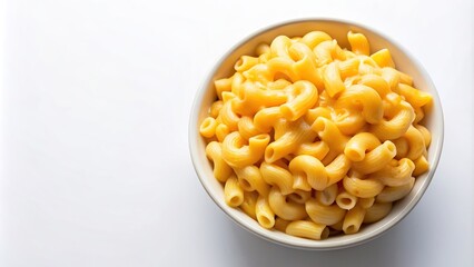 Classic Stovetop Macaroni and Cheese on a White Background Worm s Eye View, cuisine, stovetop, creamy, meal,macaroni, melted, American, white background, cheese, delicious, comfort food