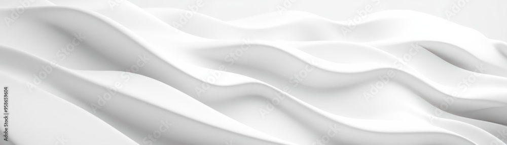 Poster abstract white fabric waves creating a smooth, flowing texture. ideal for backgrounds, design projec