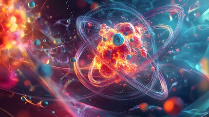 66. High-energy depiction of a nutrient-rich atom with intricate, radiant molecular formations