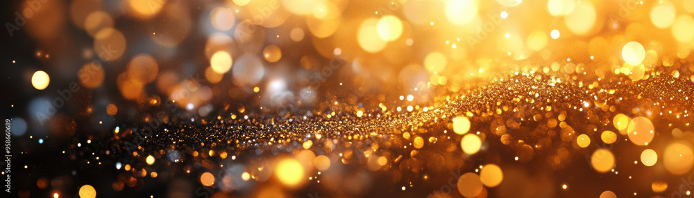 Aufkleber glittering golden bokeh lights abstract festive background with shimmering particles and a warm glow