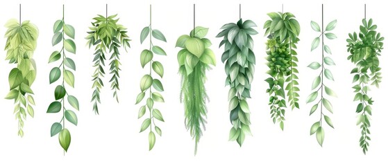 Obraz premium A series of green plants hanging from the ceiling