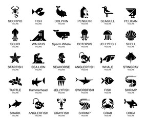 Animals logos collection. Animal logo set. Icon design