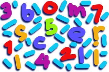 Alphabetical fonts and numbers random as a background 