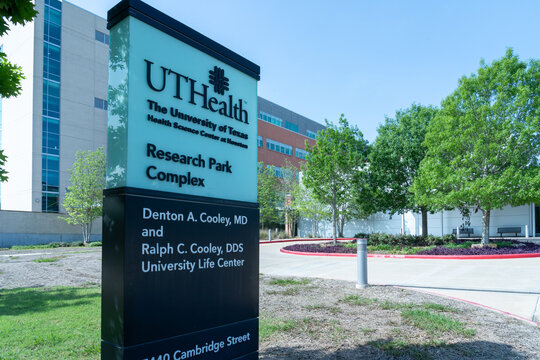 Houston, Texas, USA - April 3, 2024: Denton A. Cooley, MD and Ralph C. Cooley, DDS University Life Center (Cooley Center) at Texas Medical Center in Houston, USA.