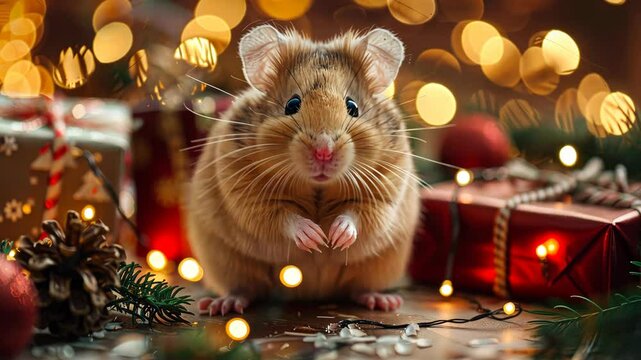 Chris the cute hamster explores a colorful maze in a cozy room during playtime
