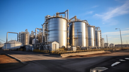 Obraz premium Tank storage grain in feed factory.