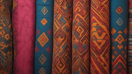  colorful fabric with traditional ethnic pattern

