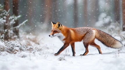 Fototapeta premium Red Fox in a Winter Wonderland