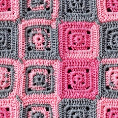 Seamless background with crochet squares. Background, scrapbooking, textures, handicrafts, handmade.