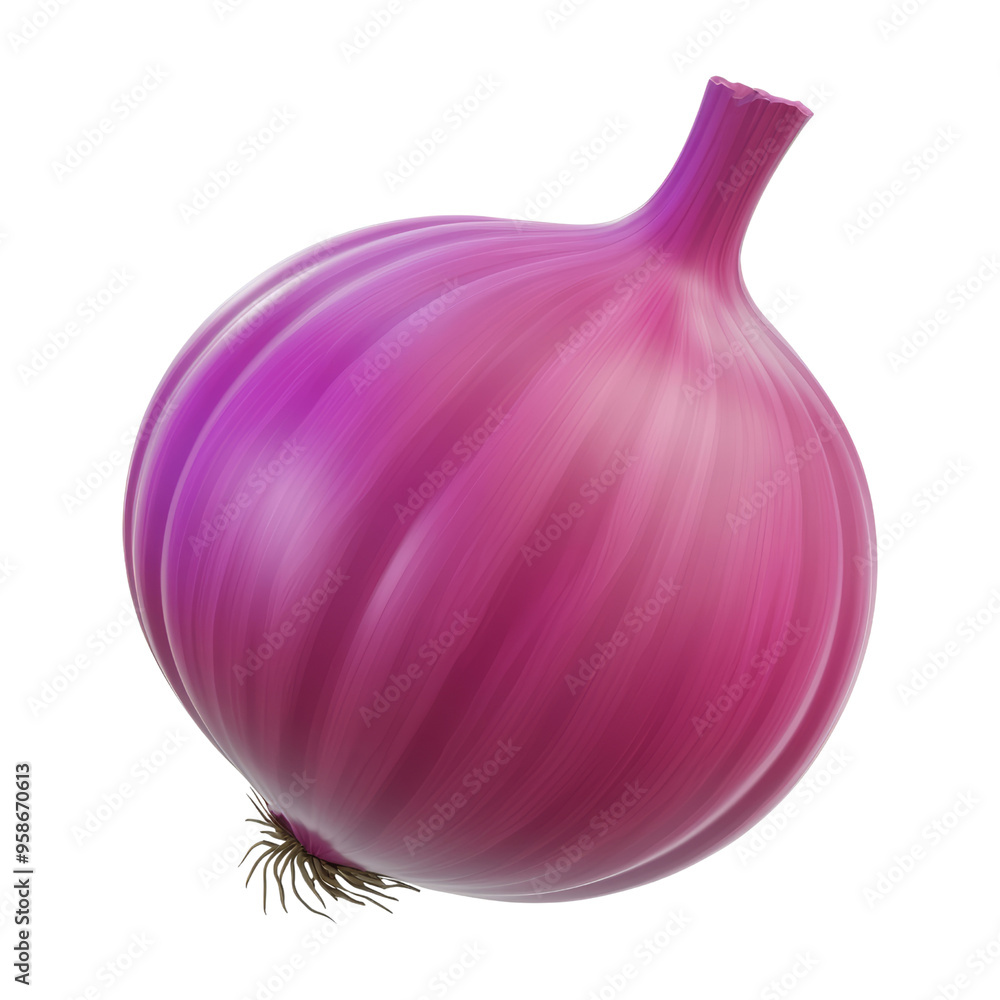 Poster red onion 3d render icon isolated on transparent background cutout