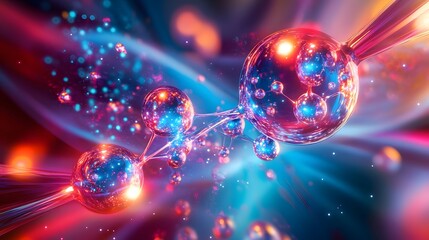 45. Glowing depiction of a nutrient molecule with dynamic, swirling atomic structures