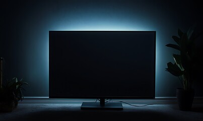 A Television with Backlighting in a Dark Room