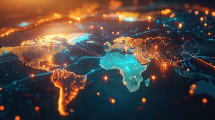 A financial graph on a global map is a visual representation of the interconnectedness of the global economy