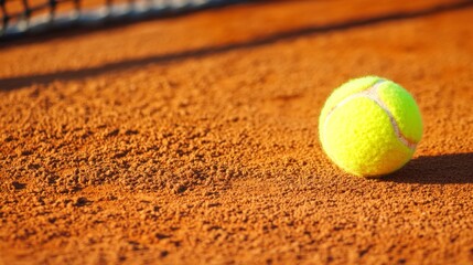 Yellow Tennis Ball on Clay Court