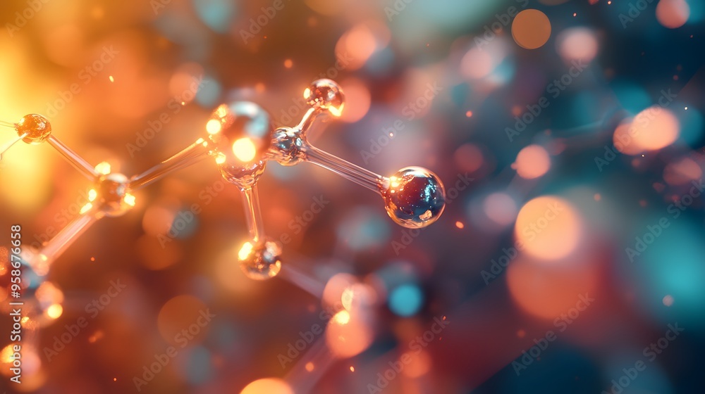 Poster 40. elegant close-up of a nutrient molecule with radiant, dynamic atomic fields