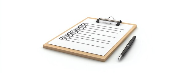 A blank clipboard with a pencil, ideal for creating notes or lists in a professional or personal setting.