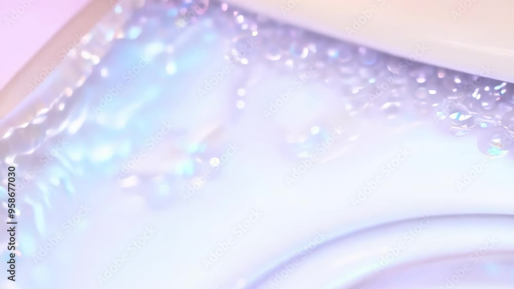 Poster an abstract close-up of an iridescent surface features soft pastel swirls in lavender, blue, and pin